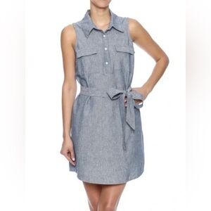 Mud Pie Marley Blue Chambray Sleeveless Shirtdress, Size Medium (8-10)